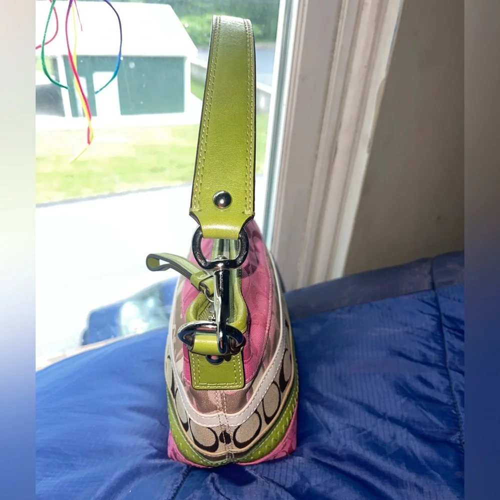Coach Mini Bag in Pink and Lime Green - Picture 3 of 12